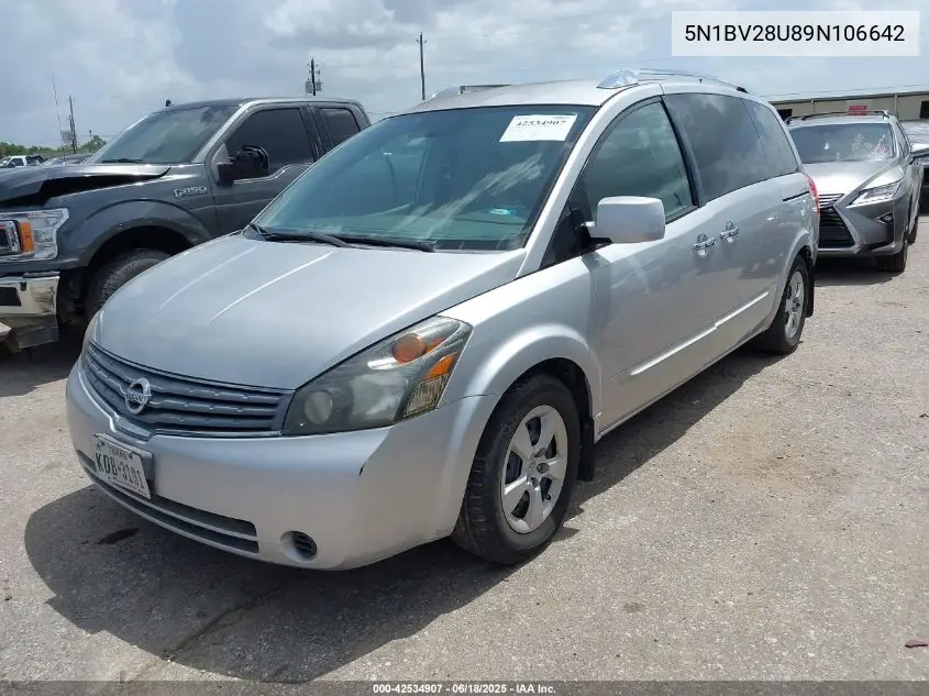2009 Nissan Quest 3.5 S VIN: 5N1BV28U89N106642 Lot: 42534907