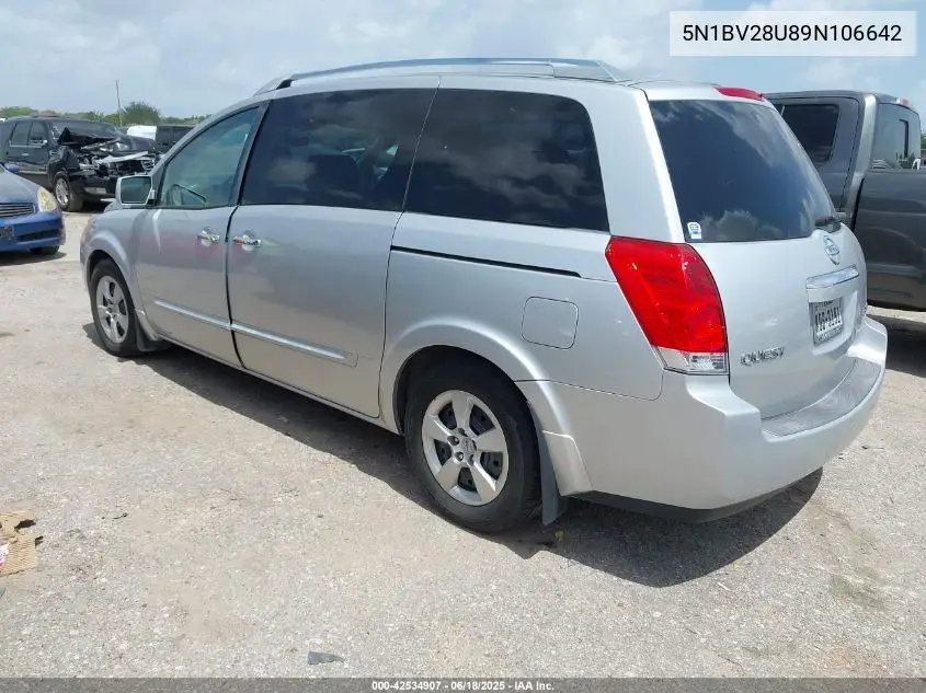 2009 Nissan Quest 3.5 S VIN: 5N1BV28U89N106642 Lot: 42534907