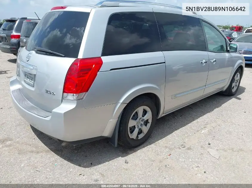 2009 Nissan Quest 3.5 S VIN: 5N1BV28U89N106642 Lot: 42534907
