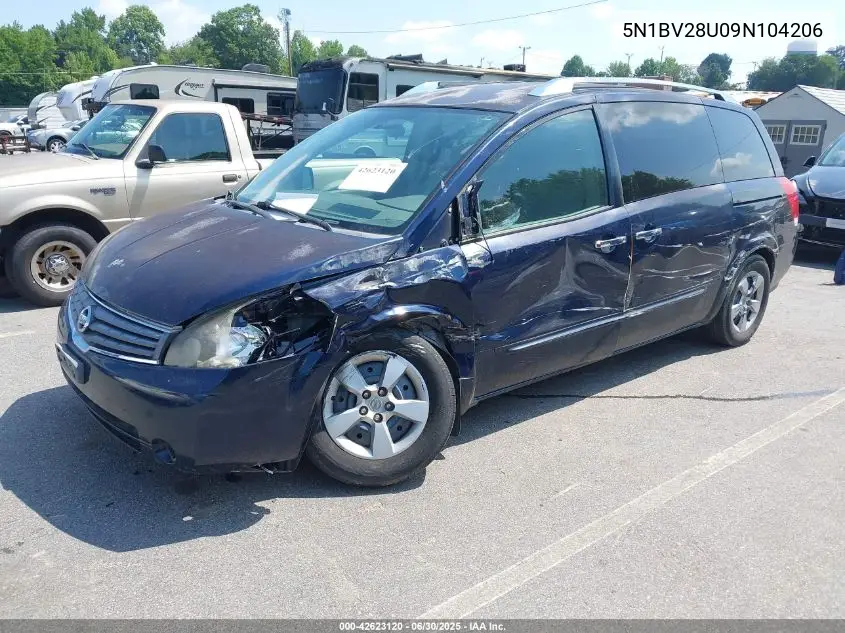 2009 Nissan Quest 3.5 S VIN: 5N1BV28U09N104206 Lot: 42623120