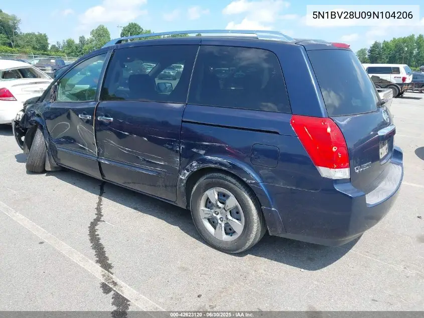 2009 Nissan Quest 3.5 S VIN: 5N1BV28U09N104206 Lot: 42623120