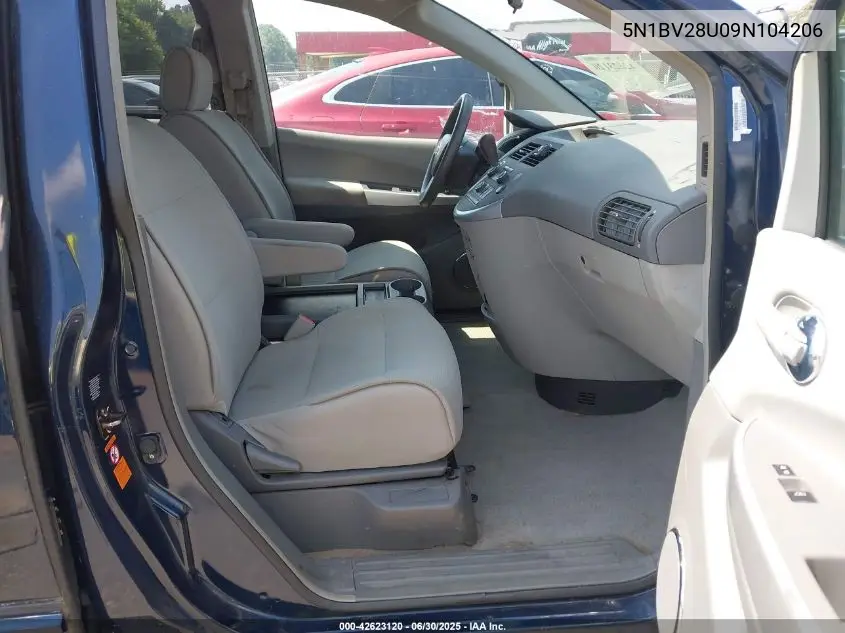 2009 Nissan Quest 3.5 S VIN: 5N1BV28U09N104206 Lot: 42623120