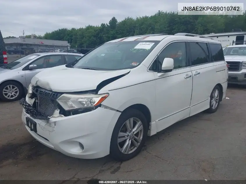 2011 Nissan Quest S/Sv/Sl/Le VIN: JN8AE2KP6B9010742 Lot: 42602087