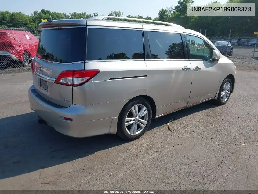 2011 Nissan Quest Sl VIN: JN8AE2KP1B9008378 Lot: 42660706