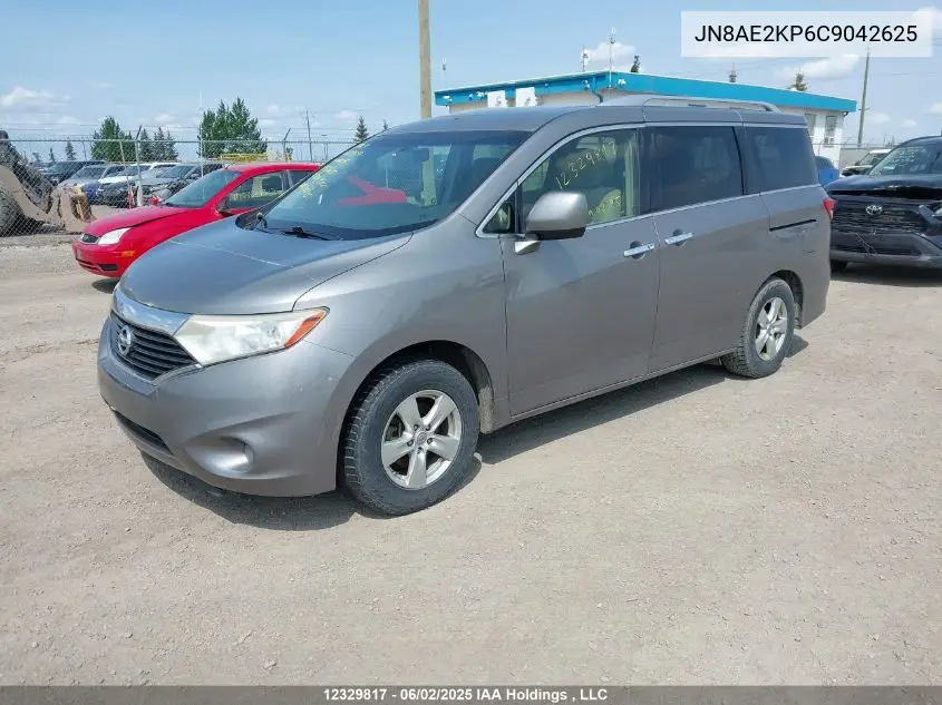 2012 Nissan Quest S/Sv/Sl/Le VIN: JN8AE2KP6C9042625 Lot: 12329817