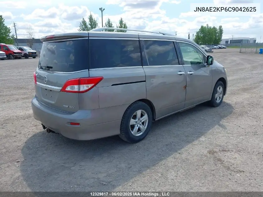 2012 Nissan Quest S/Sv/Sl/Le VIN: JN8AE2KP6C9042625 Lot: 12329817