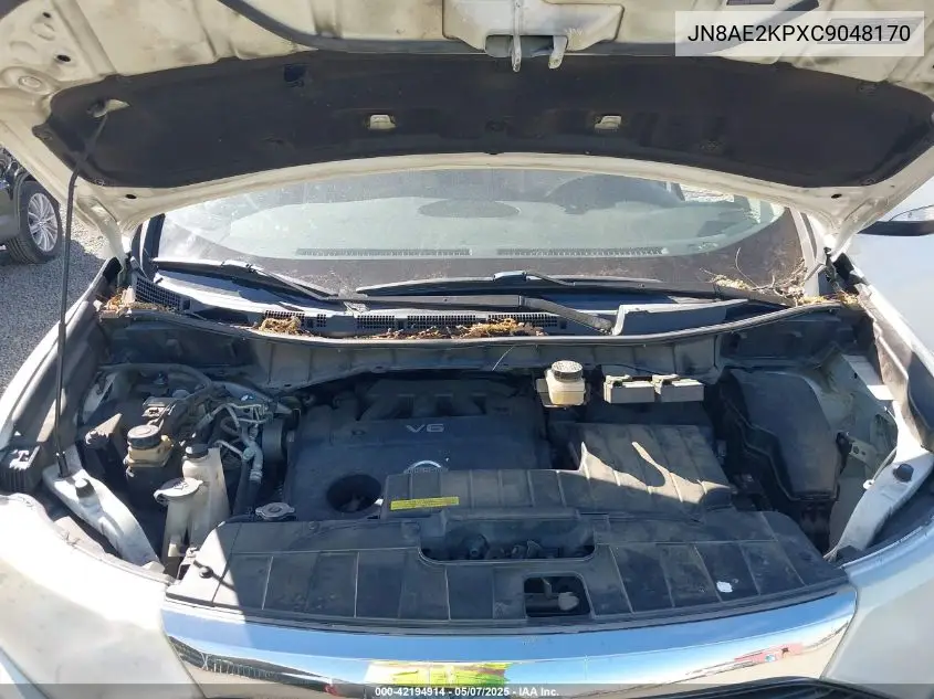 2012 Nissan Quest Sl VIN: JN8AE2KPXC9048170 Lot: 42194914