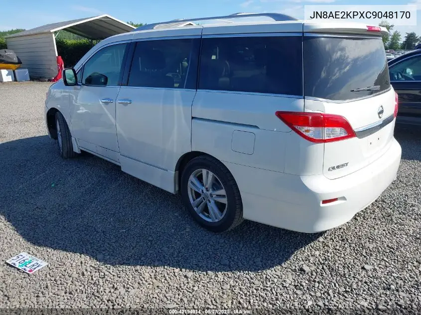 2012 Nissan Quest Sl VIN: JN8AE2KPXC9048170 Lot: 42194914