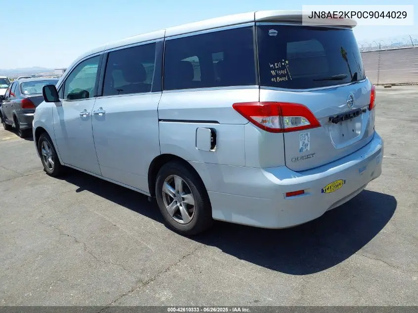 2012 Nissan Quest Sv VIN: JN8AE2KP0C9044029 Lot: 42610333