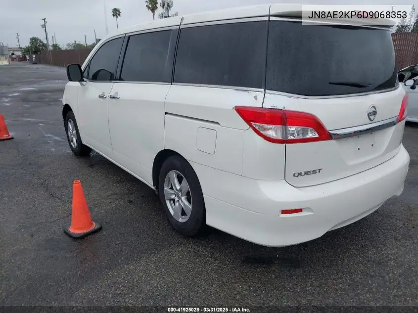2013 Nissan Quest Sv VIN: JN8AE2KP6D9068353 Lot: 41925028