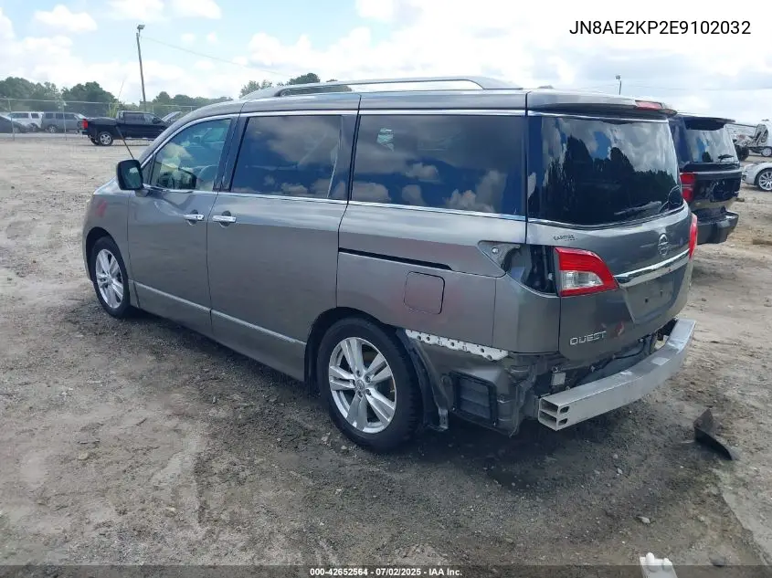 2014 Nissan Quest Sl VIN: JN8AE2KP2E9102032 Lot: 42652564
