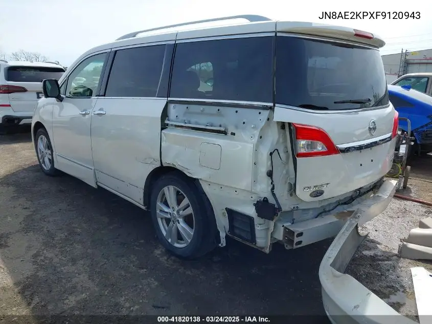 2015 Nissan Quest Platinum VIN: JN8AE2KPXF9120943 Lot: 41820138
