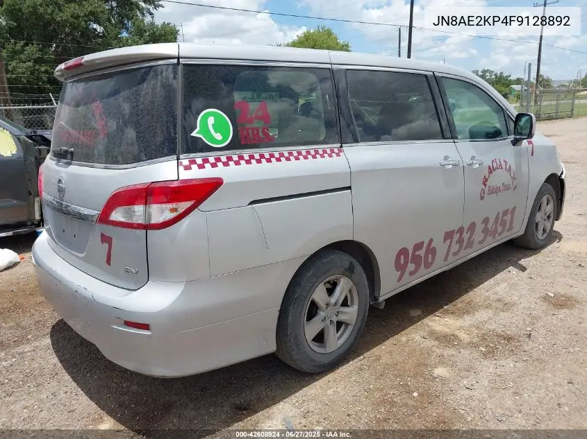 2015 Nissan Quest Platinum/S/Sl/Sv VIN: JN8AE2KP4F9128892 Lot: 42608924