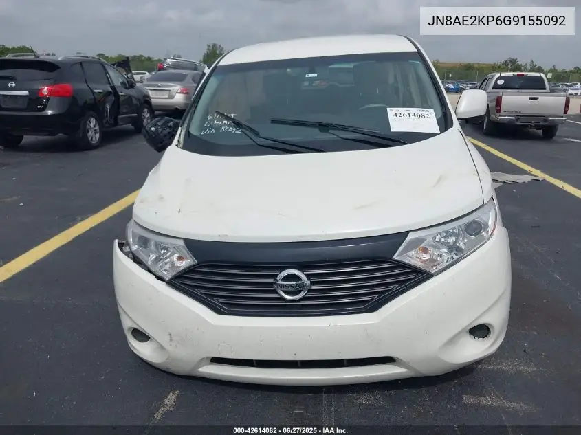 2016 Nissan Quest S VIN: JN8AE2KP6G9155092 Lot: 42614082