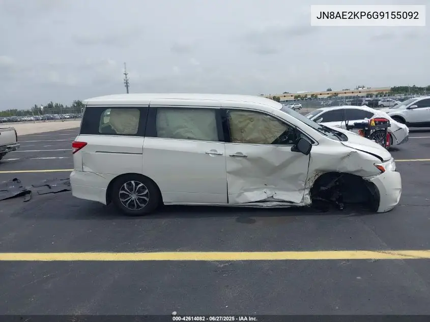 2016 Nissan Quest S VIN: JN8AE2KP6G9155092 Lot: 42614082