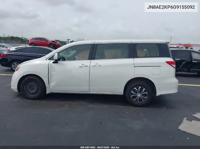 2016 Nissan Quest S VIN: JN8AE2KP6G9155092 Lot: 42614082