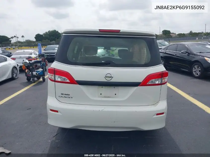 2016 Nissan Quest S VIN: JN8AE2KP6G9155092 Lot: 42614082