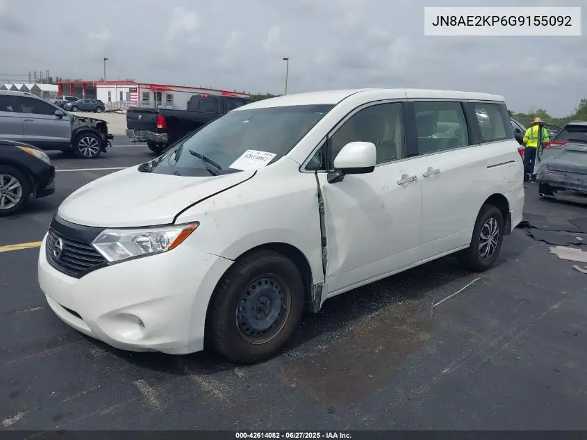 2016 Nissan Quest S VIN: JN8AE2KP6G9155092 Lot: 42614082