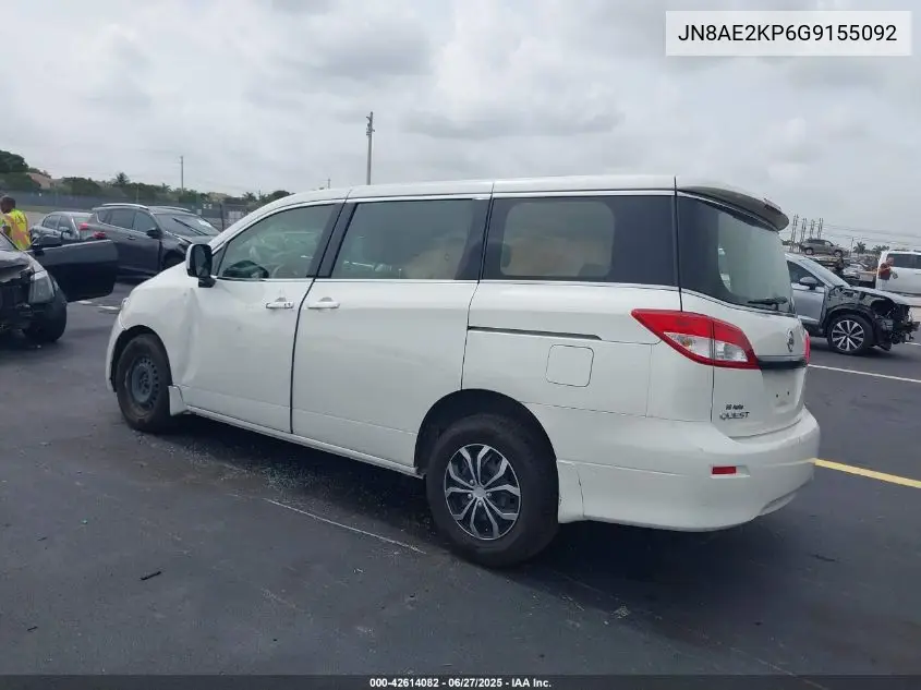 2016 Nissan Quest S VIN: JN8AE2KP6G9155092 Lot: 42614082