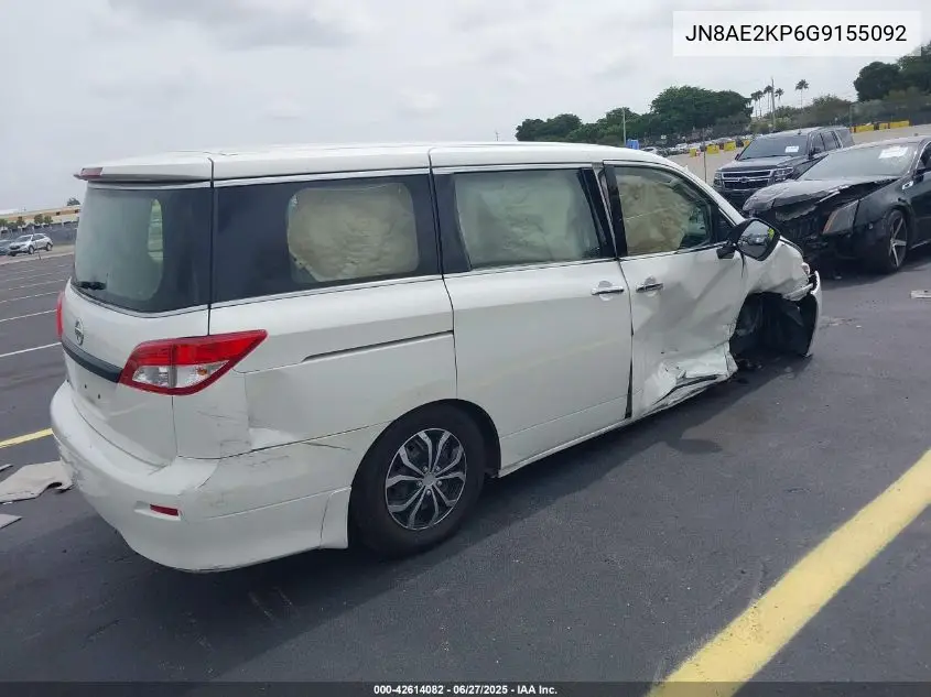 2016 Nissan Quest S VIN: JN8AE2KP6G9155092 Lot: 42614082
