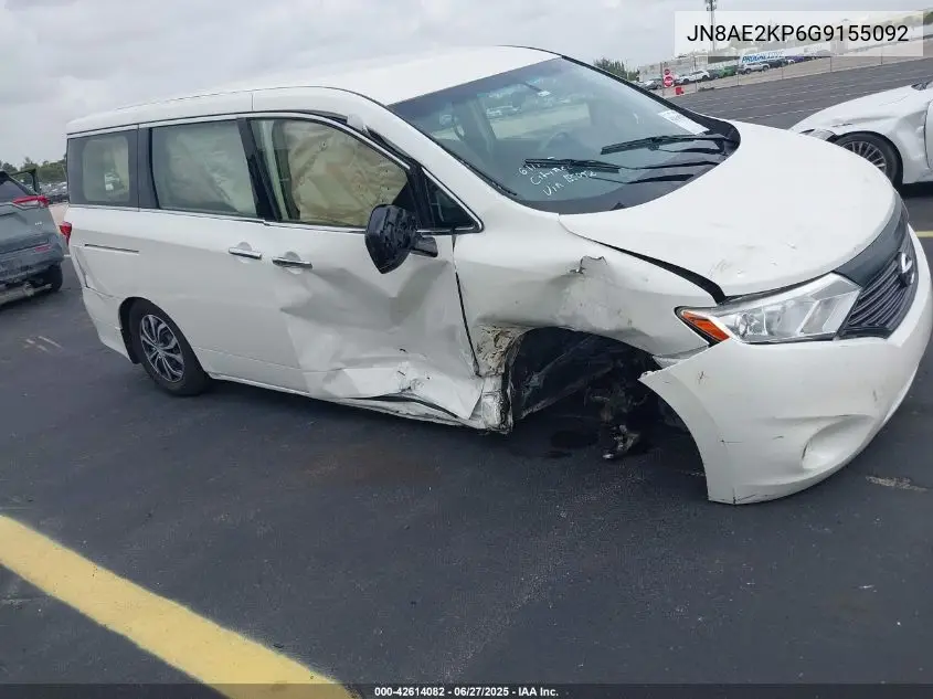 2016 Nissan Quest S VIN: JN8AE2KP6G9155092 Lot: 42614082