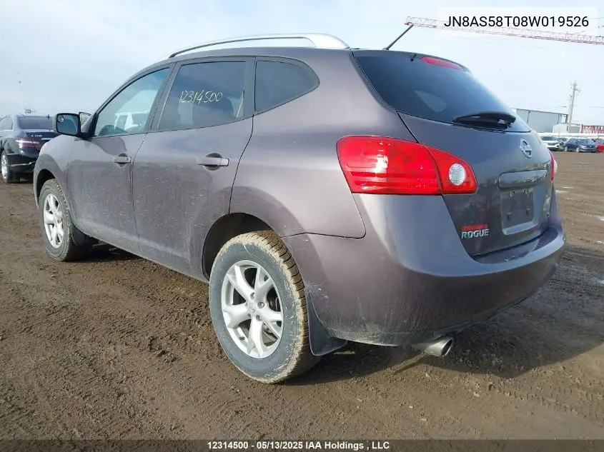 2008 Nissan Rogue S/Sl VIN: JN8AS58T08W019526 Lot: 12314500