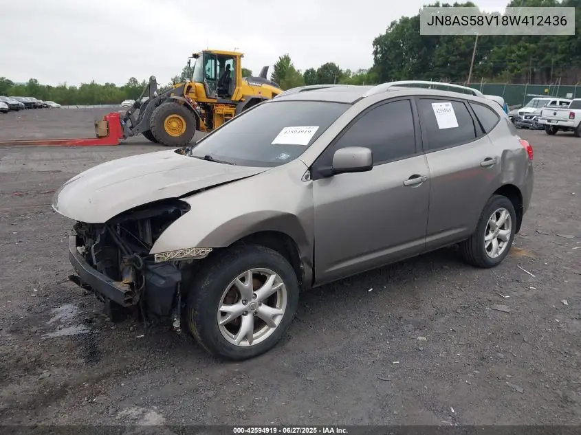 2008 Nissan Rogue Sl VIN: JN8AS58V18W412436 Lot: 42594919