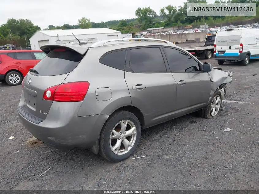 2008 Nissan Rogue Sl VIN: JN8AS58V18W412436 Lot: 42594919