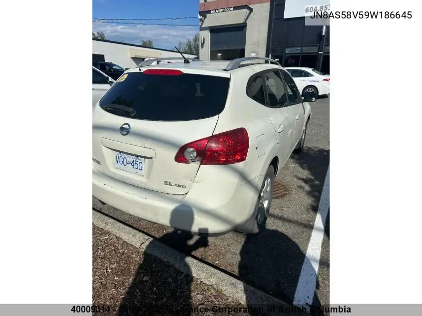2009 Nissan Rogue VIN: JN8AS58V59W186645 Lot: 40009314