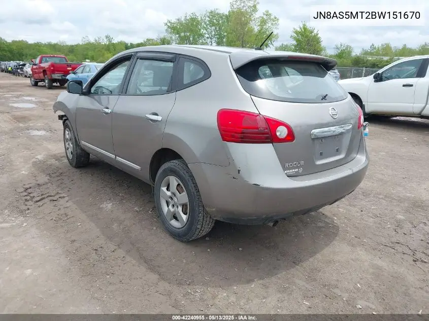 2011 Nissan Rogue S VIN: JN8AS5MT2BW151670 Lot: 42240955