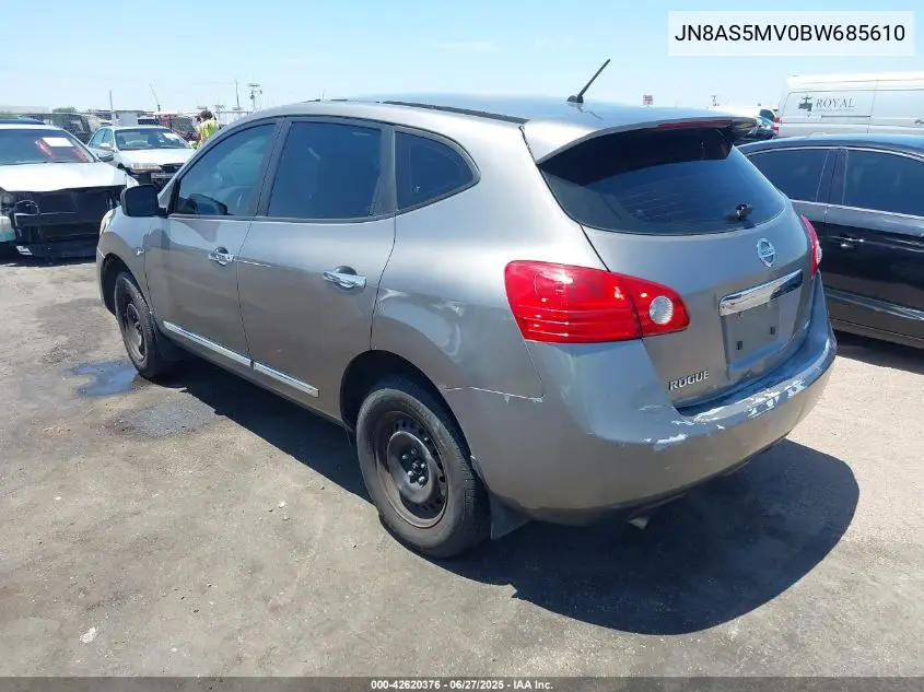 2011 Nissan Rogue S VIN: JN8AS5MV0BW685610 Lot: 42620376
