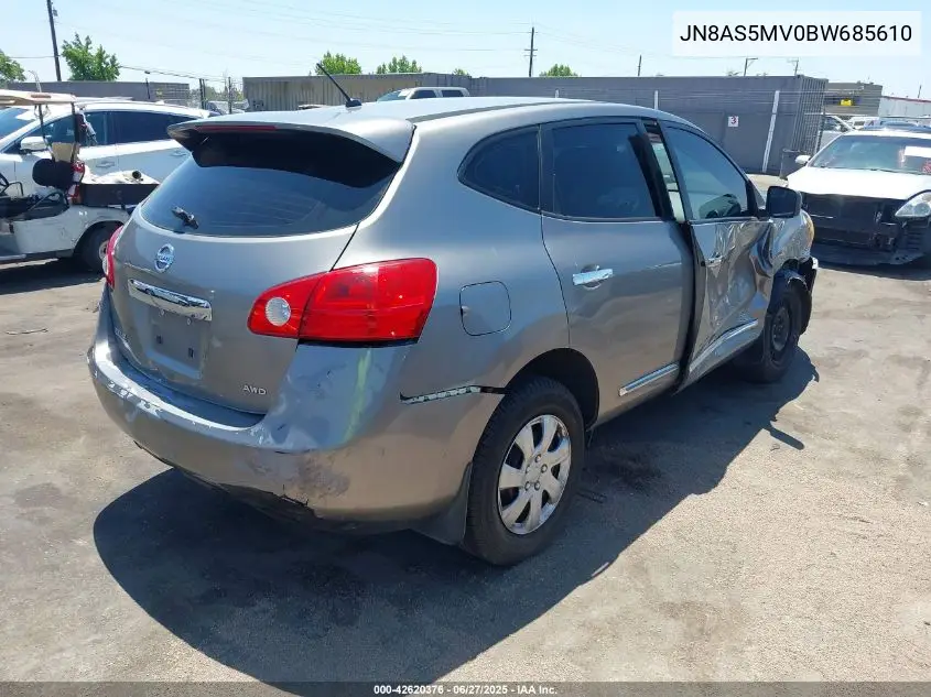 2011 Nissan Rogue S VIN: JN8AS5MV0BW685610 Lot: 42620376