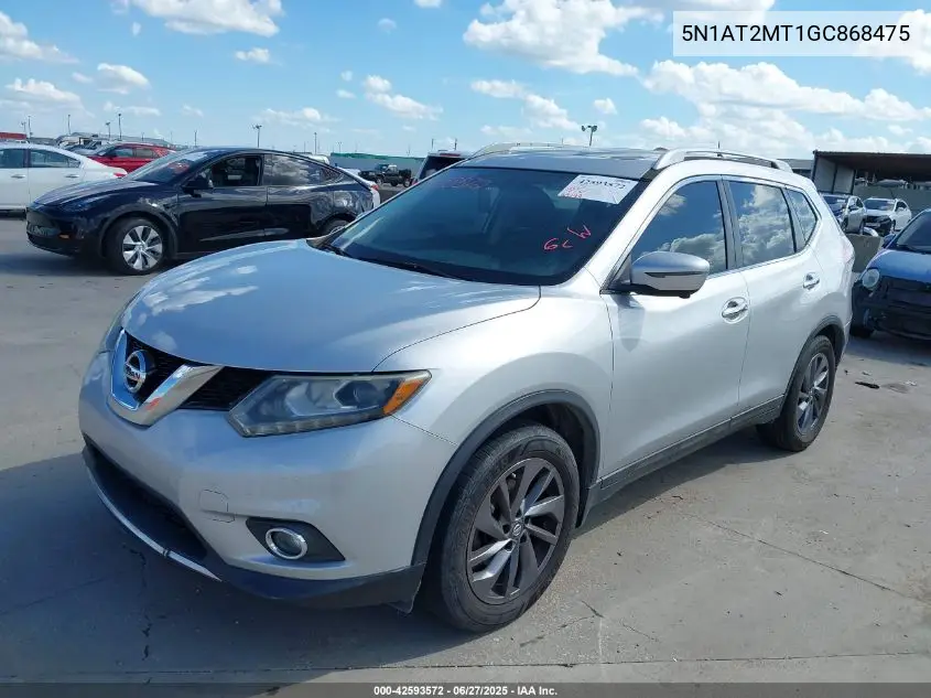2016 Nissan Rogue Sl VIN: 5N1AT2MT1GC868475 Lot: 42593572