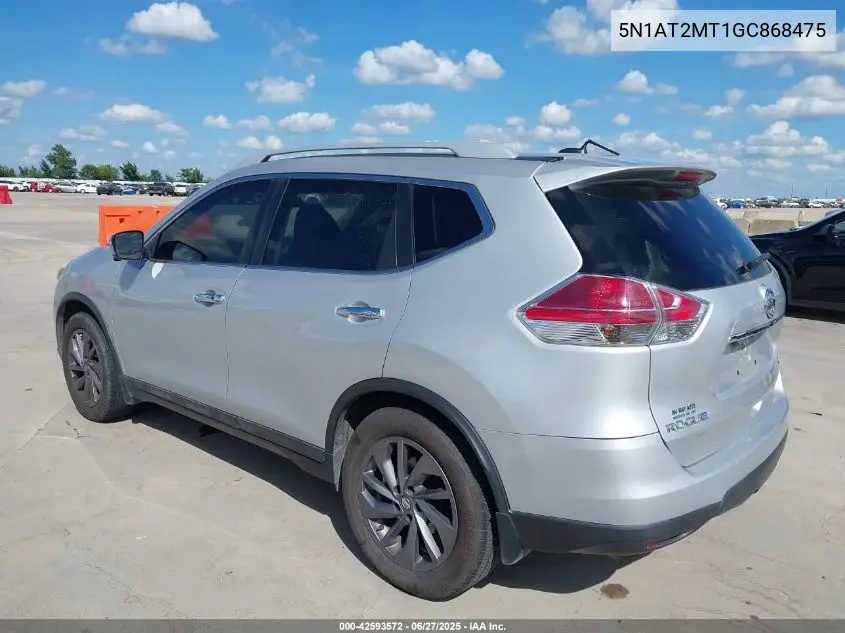 2016 Nissan Rogue Sl VIN: 5N1AT2MT1GC868475 Lot: 42593572