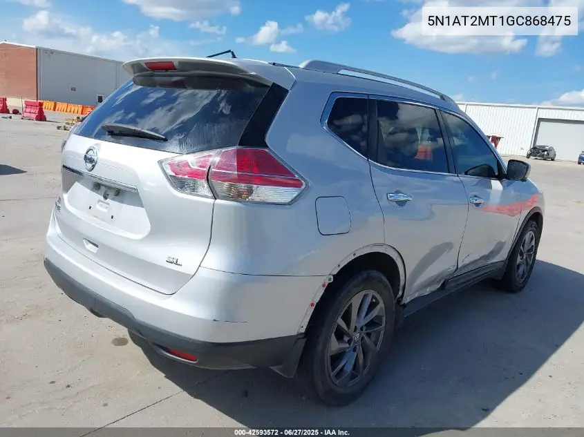 2016 Nissan Rogue Sl VIN: 5N1AT2MT1GC868475 Lot: 42593572