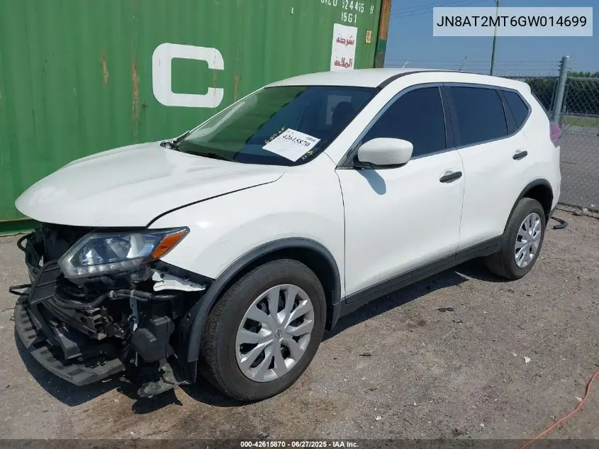 2016 Nissan Rogue S VIN: JN8AT2MT6GW014699 Lot: 42615870