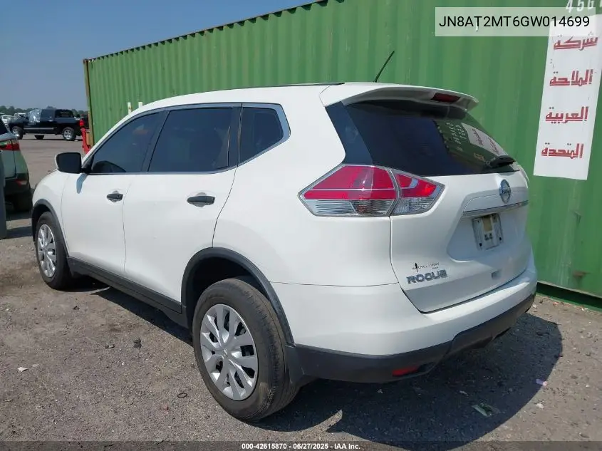 2016 Nissan Rogue S VIN: JN8AT2MT6GW014699 Lot: 42615870