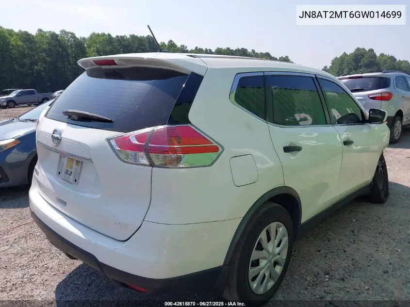 2016 Nissan Rogue S VIN: JN8AT2MT6GW014699 Lot: 42615870