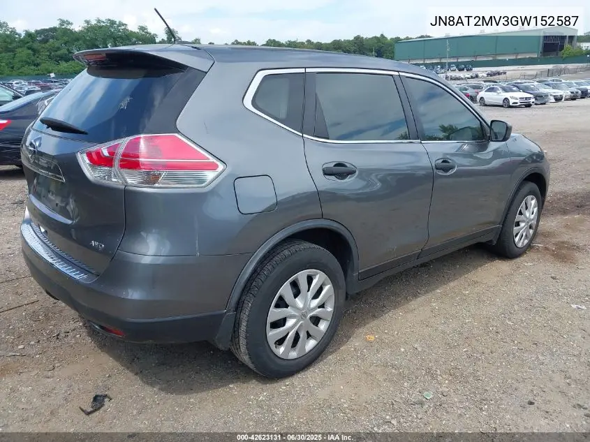 2016 Nissan Rogue S VIN: JN8AT2MV3GW152587 Lot: 42623131