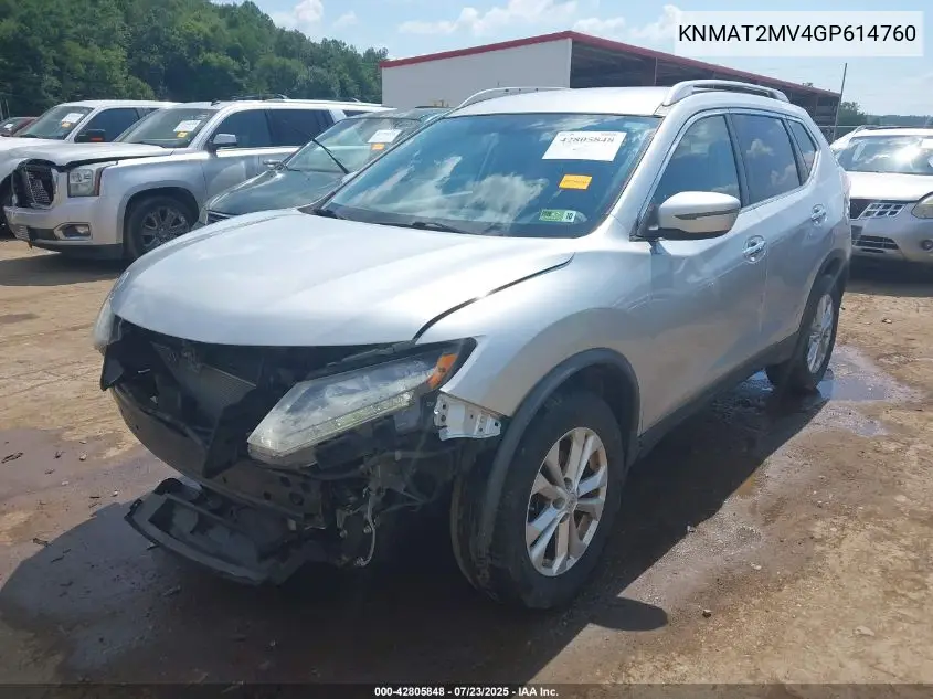 2016 Nissan Rogue Sv VIN: KNMAT2MV4GP614760 Lot: 42805848
