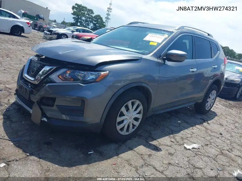 2017 Nissan Rogue S VIN: JN8AT2MV3HW274321 Lot: 42815454