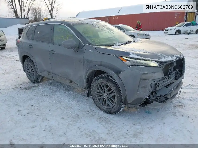 2022 Nissan Rogue S VIN: 5N1AT3AB3NC682709 Lot: 12239560