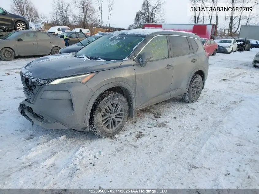 2022 Nissan Rogue S VIN: 5N1AT3AB3NC682709 Lot: 12239560