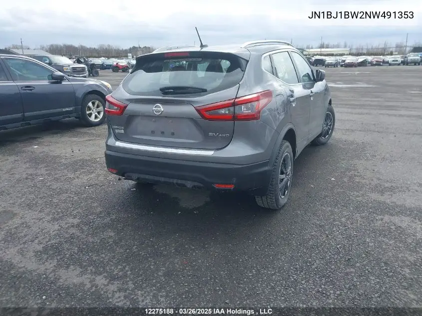 2022 Nissan Rogue Sport Sv VIN: JN1BJ1BW2NW491353 Lot: 12275188