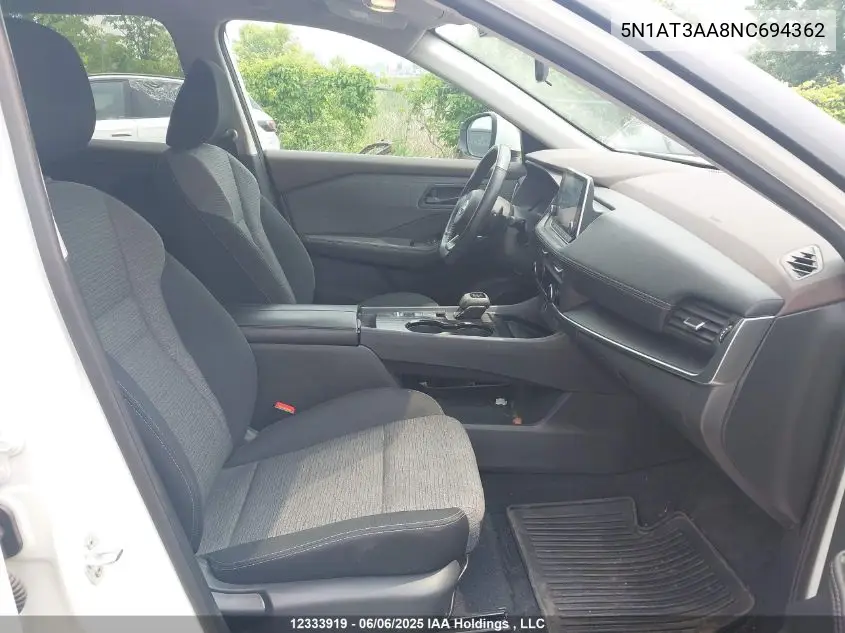 2022 Nissan Rogue S VIN: 5N1AT3AA8NC694362 Lot: 12333919