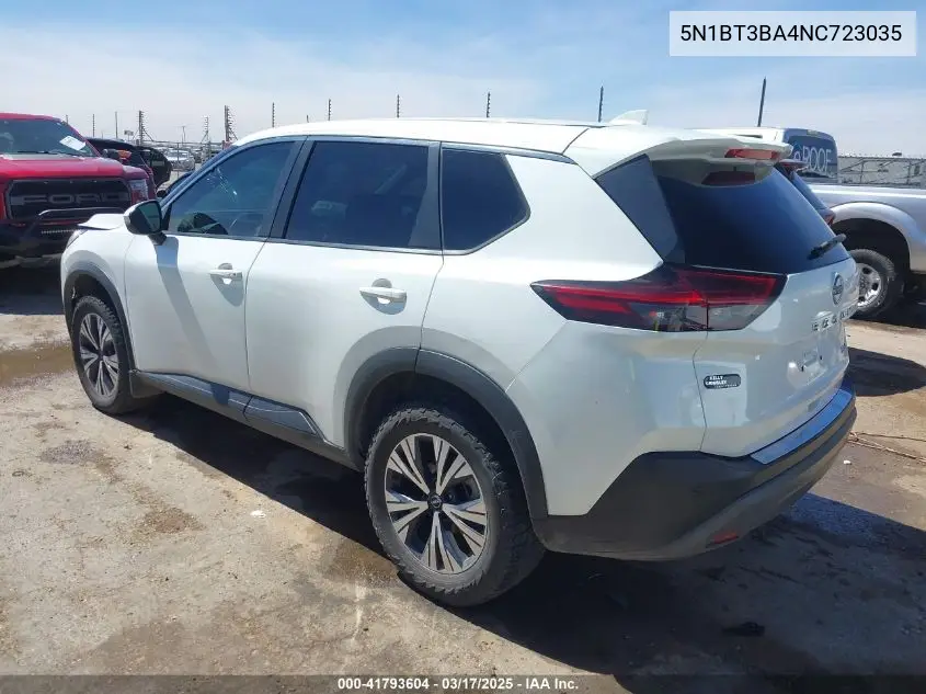 2022 Nissan Rogue Sv Fwd VIN: 5N1BT3BA4NC723035 Lot: 41793604