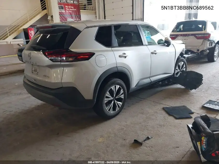 2022 Nissan Rogue Sv Intelligent Awd VIN: 5N1BT3BB8NC689562 Lot: 41997222