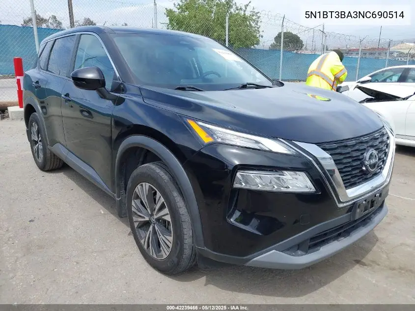 2022 Nissan Rogue Sv Fwd VIN: 5N1BT3BA3NC690514 Lot: 42239466