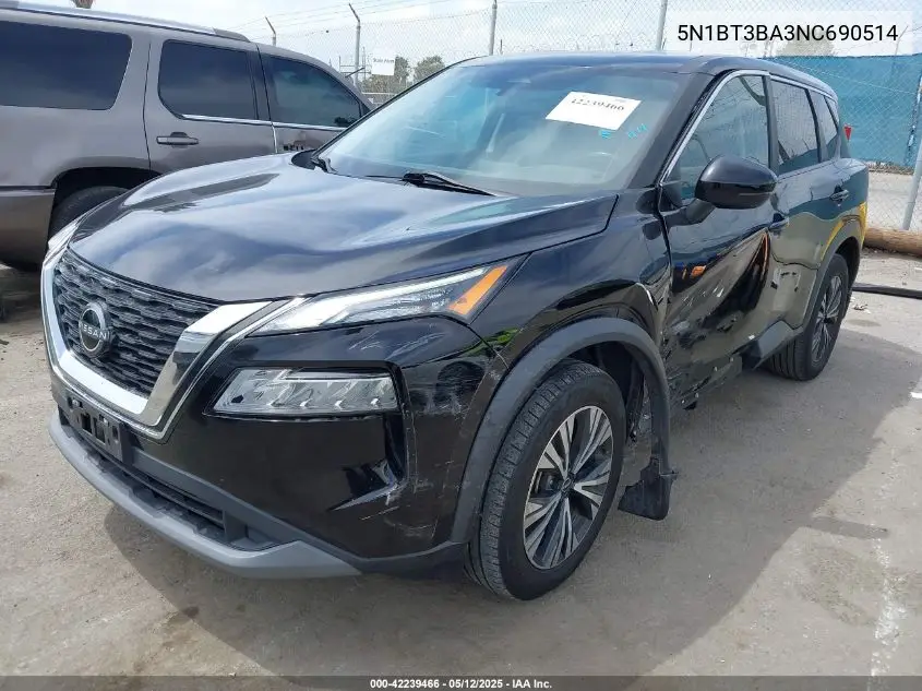 2022 Nissan Rogue Sv Fwd VIN: 5N1BT3BA3NC690514 Lot: 42239466