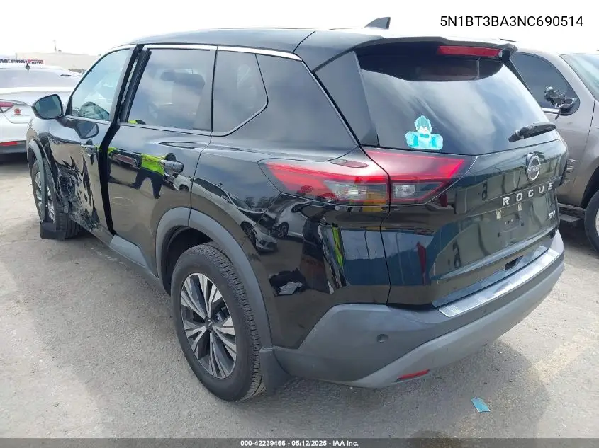2022 Nissan Rogue Sv Fwd VIN: 5N1BT3BA3NC690514 Lot: 42239466